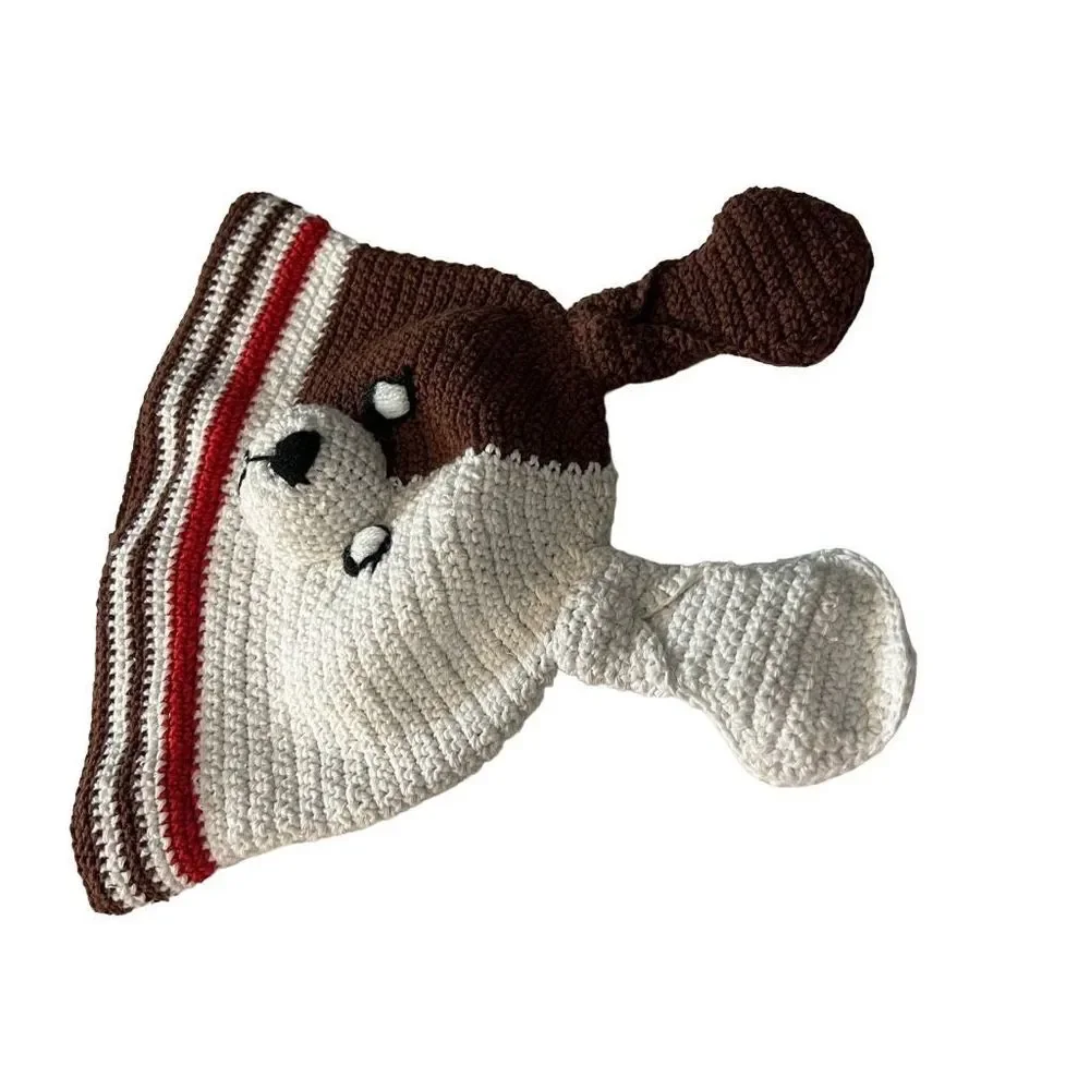 Crochet‎ Puppy Dog Hat Cap Child’s Size 1-2T NWT White Brown Kid’s Crochet Hat